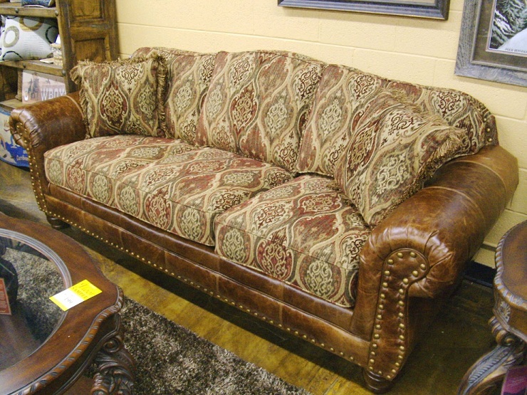 leather and fabric combo sofa